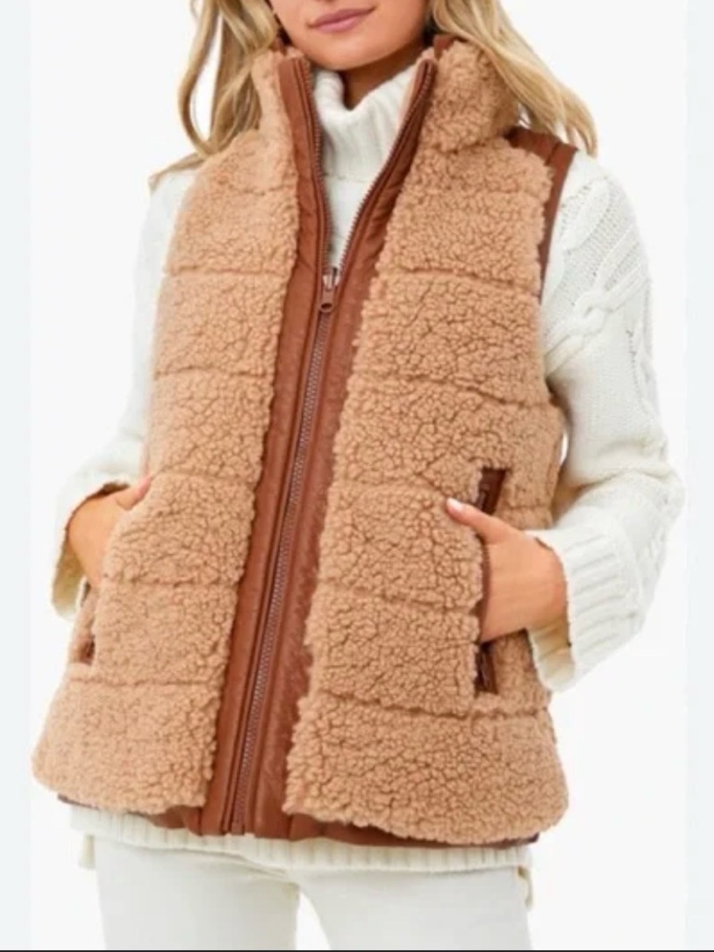 Tuckernuck camel leather and shearling reversible Beckham vest - Picture 2 of 11